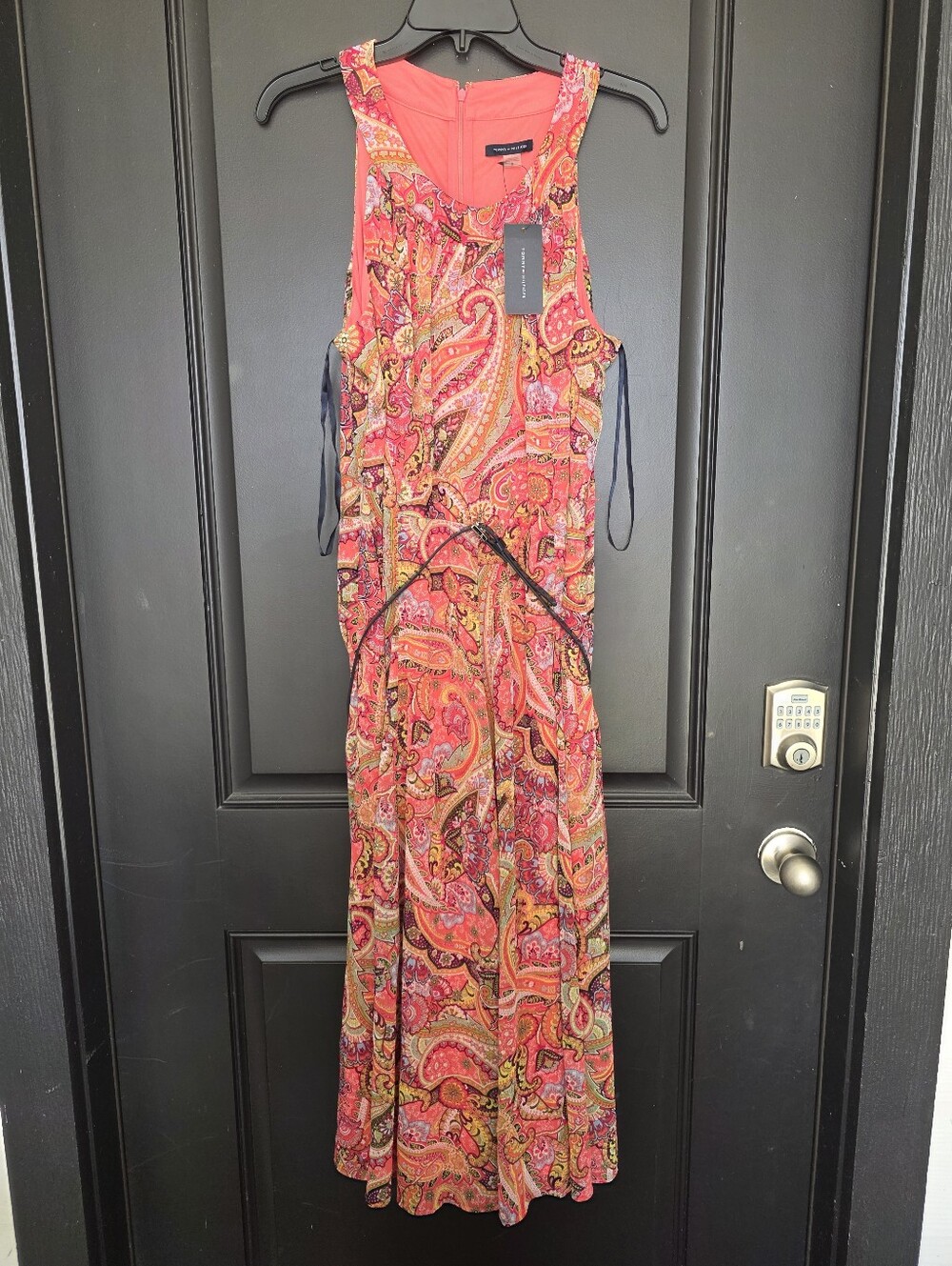 NWT Tommy Hilfiger Paisley Maxi Dress Pink Coral Sleeveless Size 14 $129 - Picture 2 of 8